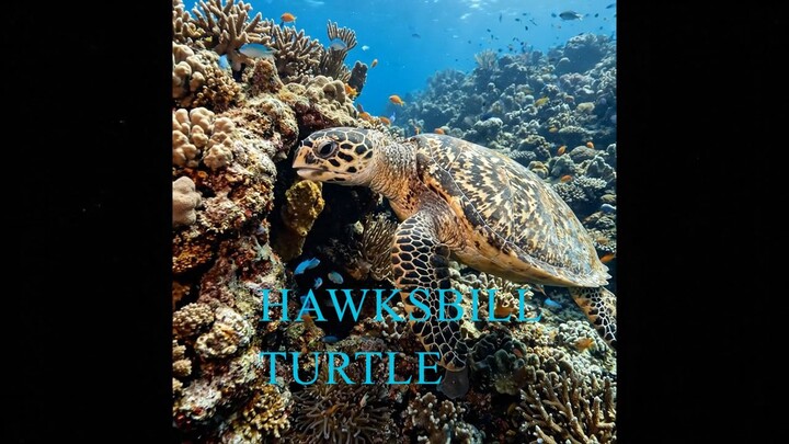 Hawksbill Sea Turtle Feeds on a Coral Reef 🐢🌊 | Wildlife Moment