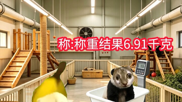 When the zookeeper weighs the panda cub