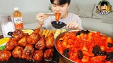 ASMR MUKBANG 마라떡볶이 핫도그 오징어튀김 주먹밥 교촌 허니콤보 치킨먹방! Mala Tteokbokki & Chicken EATING SOUND!