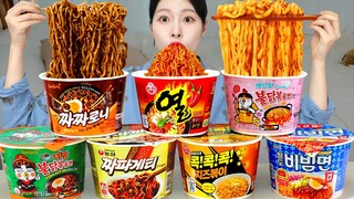 ASMR MUKBANG| 편의점 직접 만든 불닭 컵라면 소세지 김밥 먹방 & 레시피 FIRE NOODLES EATING