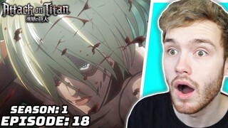 THE FEMALE TITAN ATTACKS!! - Attack on Titan Ep.18 (Season 1) REACTION