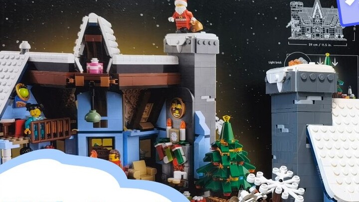 Lego 10293 sản phẩm mùa đông mới, ông già Noel đến thăm, ánh đèn thật ấm áp~~