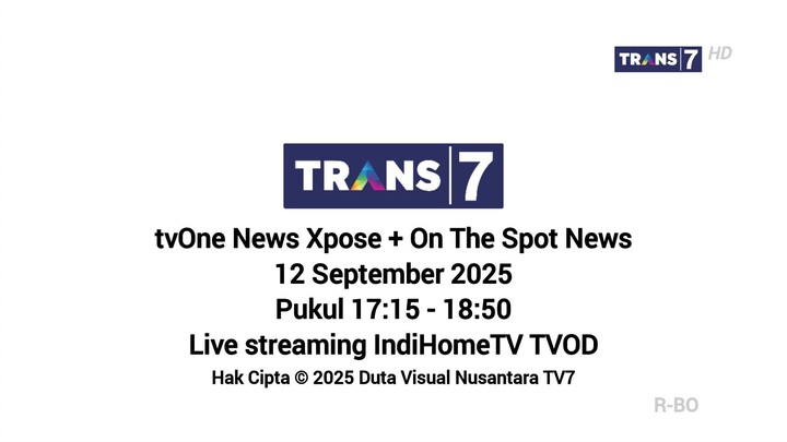 TRANS7 HD • tvOne News Xpose + On The Spot News • [ 120925 ] [ IndiHomeTV TVOD ]