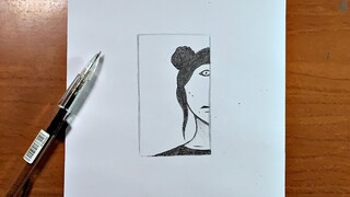 Easy and creepy drawing | how to draw a girl with eye on her forehead