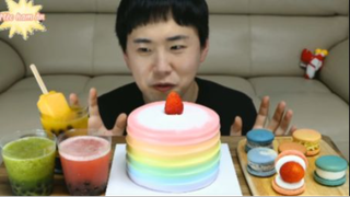 Marcaron, bánh kem cầu vồng, nước ép đông lạnh phần 1 #mukbang