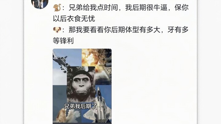 Người vượn nói với chó: Anh em ơi, hỗ trợ tao đi, về late game tao bá đạo lắm 🤓☝