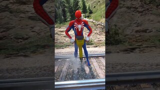 GTA V: SPIDERMAN SAVING CHOP FROM THOMAS THE TRAIN #shorts