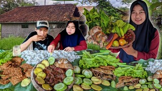 Porsi Banyak !! Menu Lalapan Mentah Emang Bikin Kalap Makan, Ikan Asin , Sambel Pedas, Masakan Desa