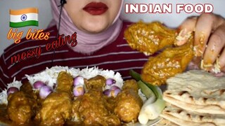 ASMR BUTTER CHICKEN WITH BASMATI RICE AND BREAD NAAN |BIG BITES MUKBANG|MESSY EATING|ASMR INDONESIA