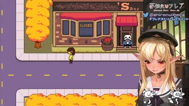 flare reaction when she meet sans in deltarune [Hololive Sub Indonesia]