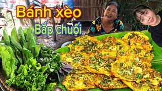 Huỳnh Như Vlogs Làm Bánh Xèo Bắp Chuối Tôm Thịt Món Ăn Lạ Mà Ngon Khó Cưỡng Ăn Cùng Rau Vườn Ngta
