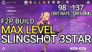 fischl dps build 98% CRIT RATE! MAX SLINGSHOT 3 STAR! WEAPON SHOWCASE lv 90!