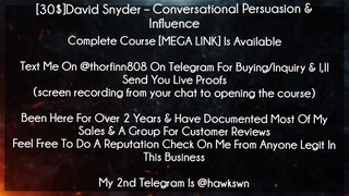 [30$]David Snyder Course Conversational Persuasion & Influence download