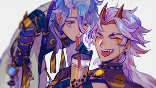 【原神弔图 13】绫人兄，这就是你说的奶茶新式喝法吗？