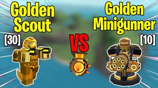 Golden Scout vs Golden Minigunner | Tower Defense Simulator | ROBLOX