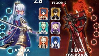 C0 Ayaka Melt & C0 Diluc OverVape 28 Spiral Abyss ชั้น12