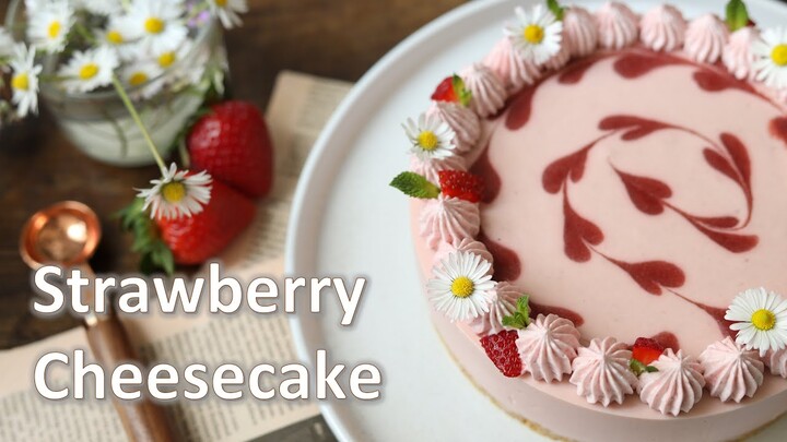 Bánh cheesecake dâu tây không dùng lò nướng | No bake Strawberry Cheesecake