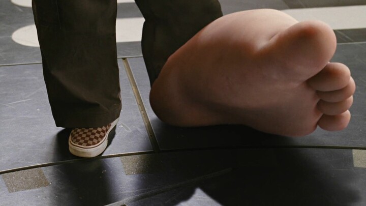 The little boy has superpowers—he can make any part of his body grow bigger or smaller! So awesome! 