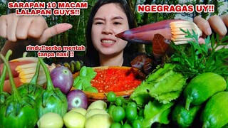 MUKBANG 10 LALAPAN MENTAH TANPA NASI JANTUNG PISANG JENGKOL PETE LEUNCA KECIPIR#mukbanglalapanmentah