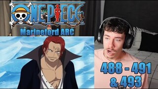 Enter Shanks! The Ultimate War Ends at Last! Luffy and Ace! | One Piece - 488 - 491 & 493 | Reaction