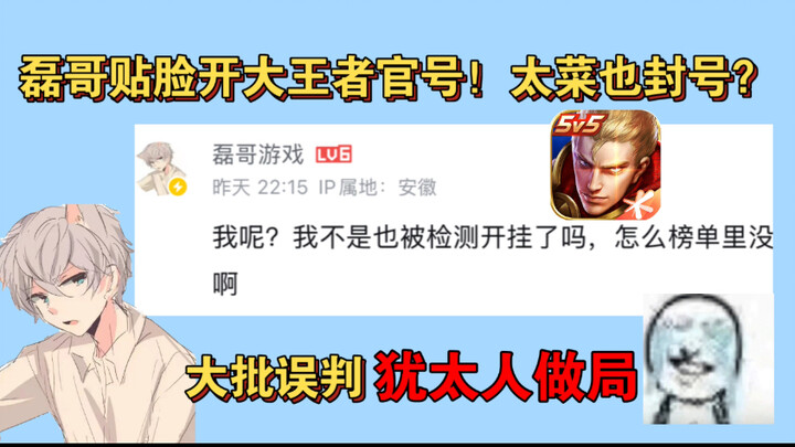 磊哥贴脸开大王者官号！打得菜竟然也封号？犹太人做局，大批玩家无故被判挂机！连职业都被坑，策划你看看你做的游戏