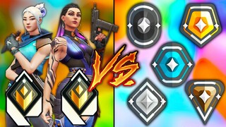 Valorant: 2 Radiant Players VS One of Every Rank! - Who Wins?