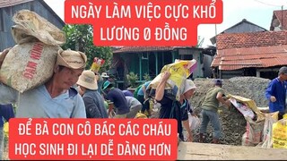 Các chú từ thiện đổ đá sửa đường cho bà con đi những ngày mưa gió...!