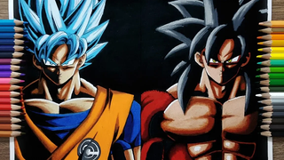 Goku SSJ Blue & Goku SSJ 4 - Anime Drawing