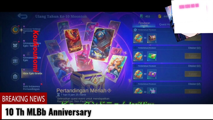 New Free Skin Ultah 10 tahun mlbb