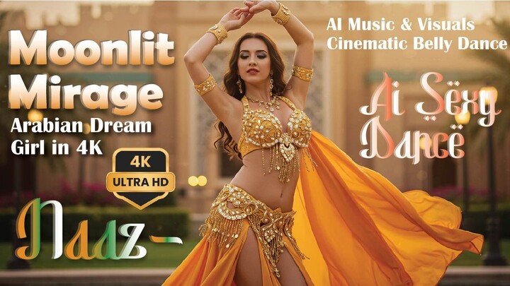 Naaz- Moonlit Mirage 🌙 | Exotic Arabian Belly Dance 4K | AI Dubai Dream Performance | Ai Sexy Dance