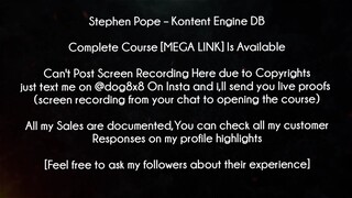 Stephen Pope Course Kontent Engine DB download