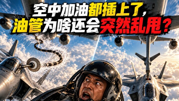 The refueling probe is already connected, so why does the fuel hose still suddenly swing around?