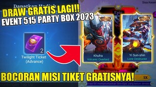 BOCORAN EVENT 515 PARTY BOX MOBILE LEGENDS 2023! DRAW PAKAI TIKET UNGU DAPET SKIN COLLECTOR?