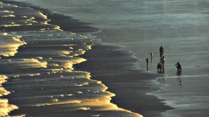 The waves are like embroidered satin.