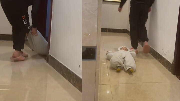 The cute kid interrupted his brother's homework and was dragged out of the room in the next second, 