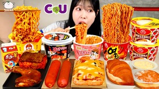 ASMR MUKBANG| 편의점 직접 만든 불닭 떡볶이 양념치킨 김밥 디저트 먹방 & 레시피 Convenience Store Food EATING