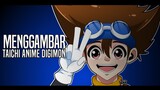 Menggambar Taichi Tokoh Utama dari anime Digimon