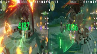 C0 Alhaitham with and without Yun Jin using Level 9 Talents Damage Comparison Genshin Impact 3.4