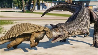 Polacanthus, Nodosaurus & 2 Carnotaurus Breakout & Fight! Jurassic World Evolution (4K 60FPS)