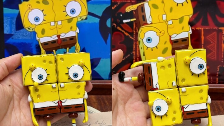 手工制作变形分裂的海绵宝宝～粘土教程