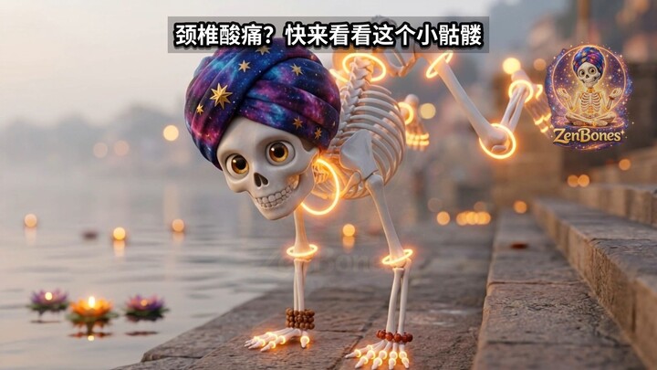 治愈解压！超萌小骷髅丝滑挑战手倒立蝎子式，这也太稳了吧