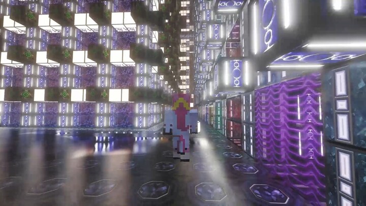 Going home after a long day! (minecraft cyberpunk city walk video)