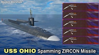 Modern Warships: USS OHIO spamming ZIRCON missile.  online match gameplay