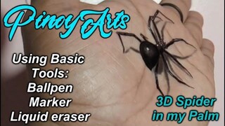 3d Spider Drawing step by step easy