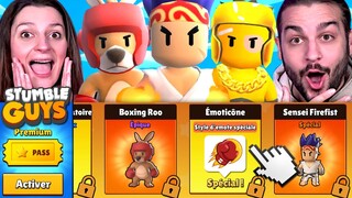 ON ACHETE TOUT LE NOUVEAU STUMBLE PASS SUR STUMBLE GUYS ! SKIN SPECIAL ET NOUVELLE EMOTE !