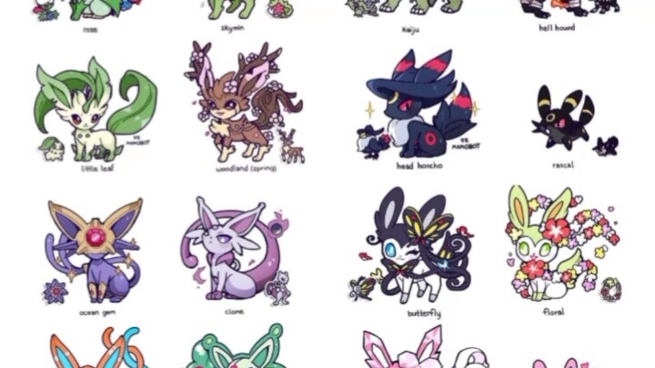 (Pokémon) Eevee's different forms