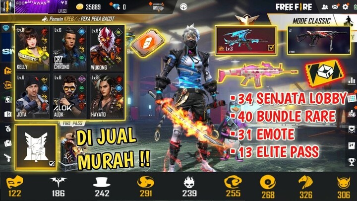 TOTAL 13 ELITE PASS !! ADA 20 CR, 1 CN, AK DRACO, MP40 COBRA, SCAR CUPID - JUAL AKUN FF