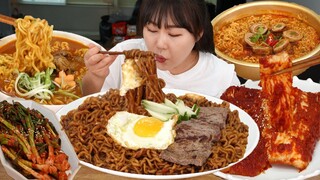 늦은 밤 야식으로 먹는 라면은 못참아..😋 초간단 라면 레시피 알려드릴게요!!! | 형제라면, 농심 신라면, 짜파게티, 안성탕면 Korean noodles ASMR MUKBANG