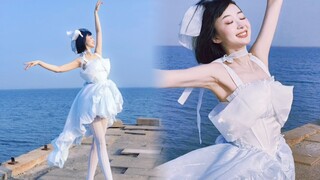 海边翩翩起舞。优雅永不过时。