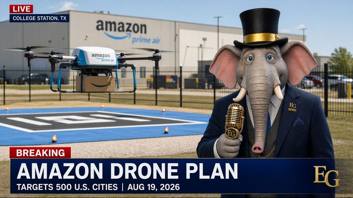 Amazon plans to take Prime Air drone delivery to nearly 500 U.S. cities by year-end.